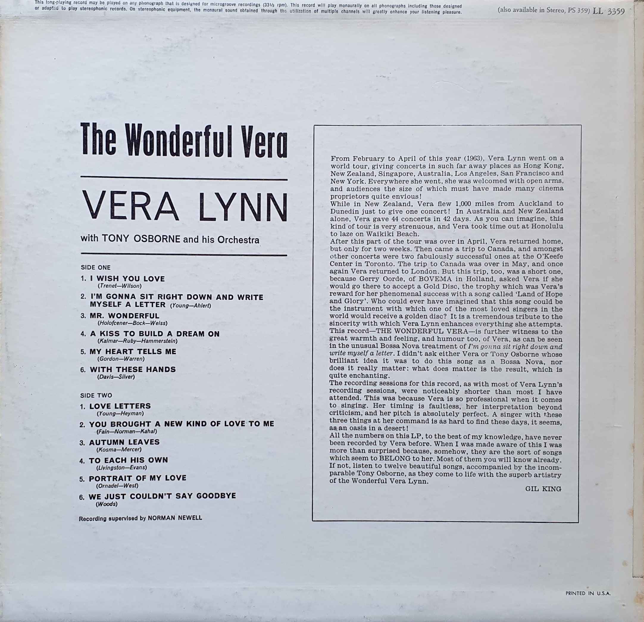 Picture of LL 3359 The wonderful Vera by artist Vera Lynn 